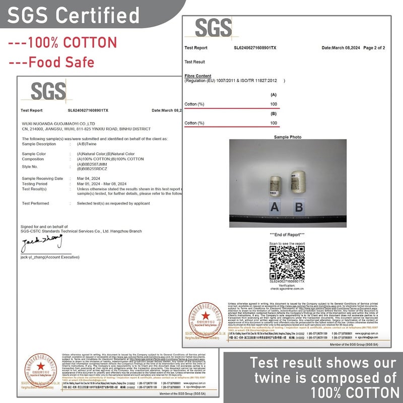 XKDOUS خيط طهي الجزار بطول 476 قدم، خيط مطبخ 100% قطن، 2 مم قطن للشواء، ربط الدواجن، الخبز والحرف اليدوية - Image 2